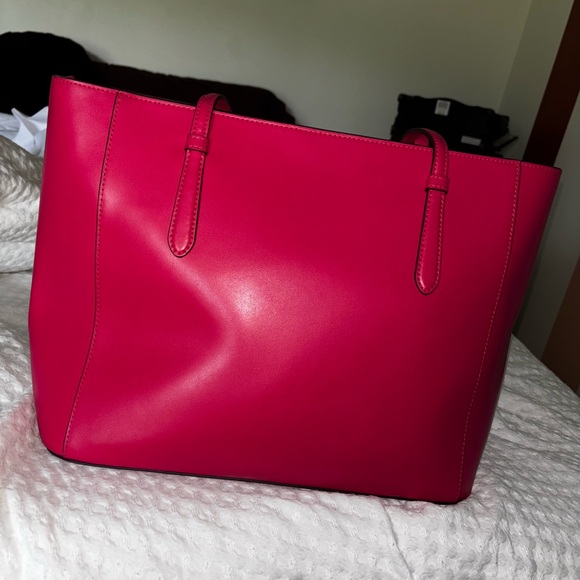 Kate Spade Pink Leather Tote Vibrant Structured Design - Picture 2 of 3